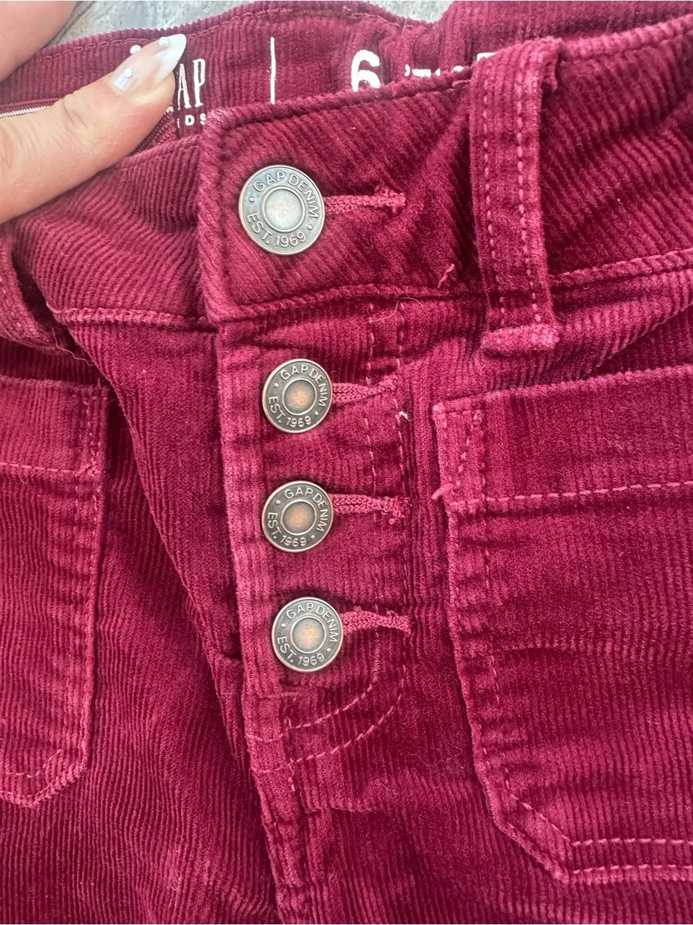 GAP Girls Deep Burgundy Corduroy Flare Jeans size 6
